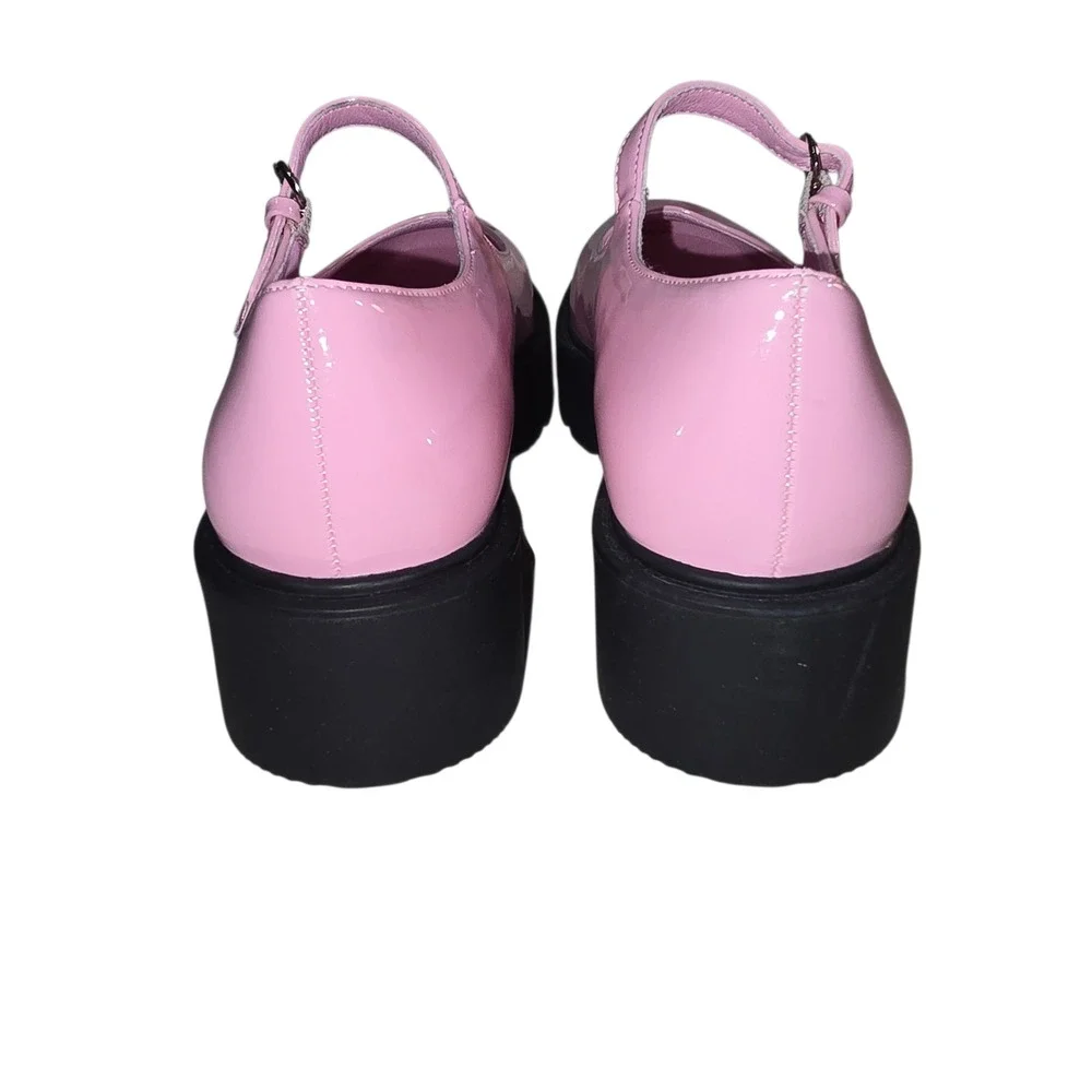 Wild Diva Platform Mary Jane Shoes Pink Patent Chunky Heel Buckle Strap‎ Sz 7.5